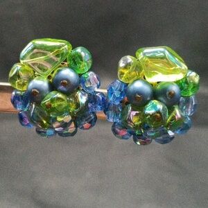 West Germany Made Vintage Beaded Clip On Earrings